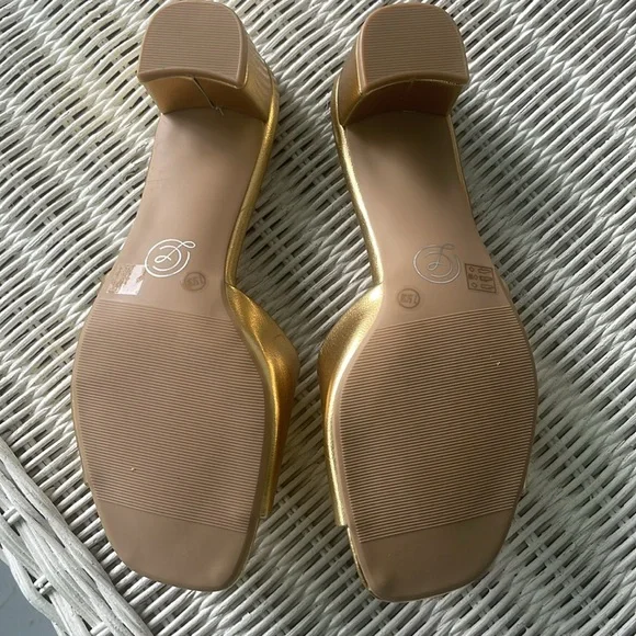 New Chinese Laundry Lana Gold Block Heel Sandals Slides size 7.5 - Picture 8 of 12